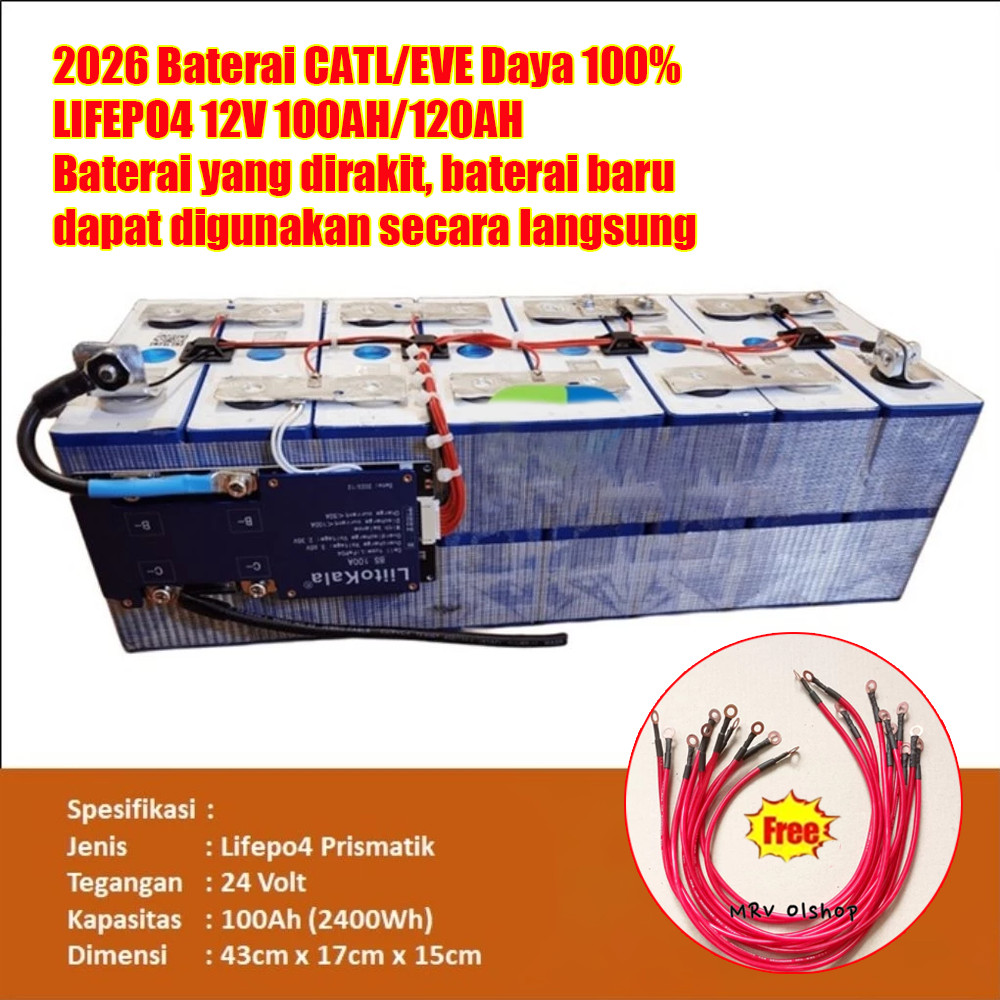 100% baterai baru 2026 CATL/BYD Battery Lifepo4 12v/24V 120ah/100AH Battery Lifepo4 24v 120ah 100ah 