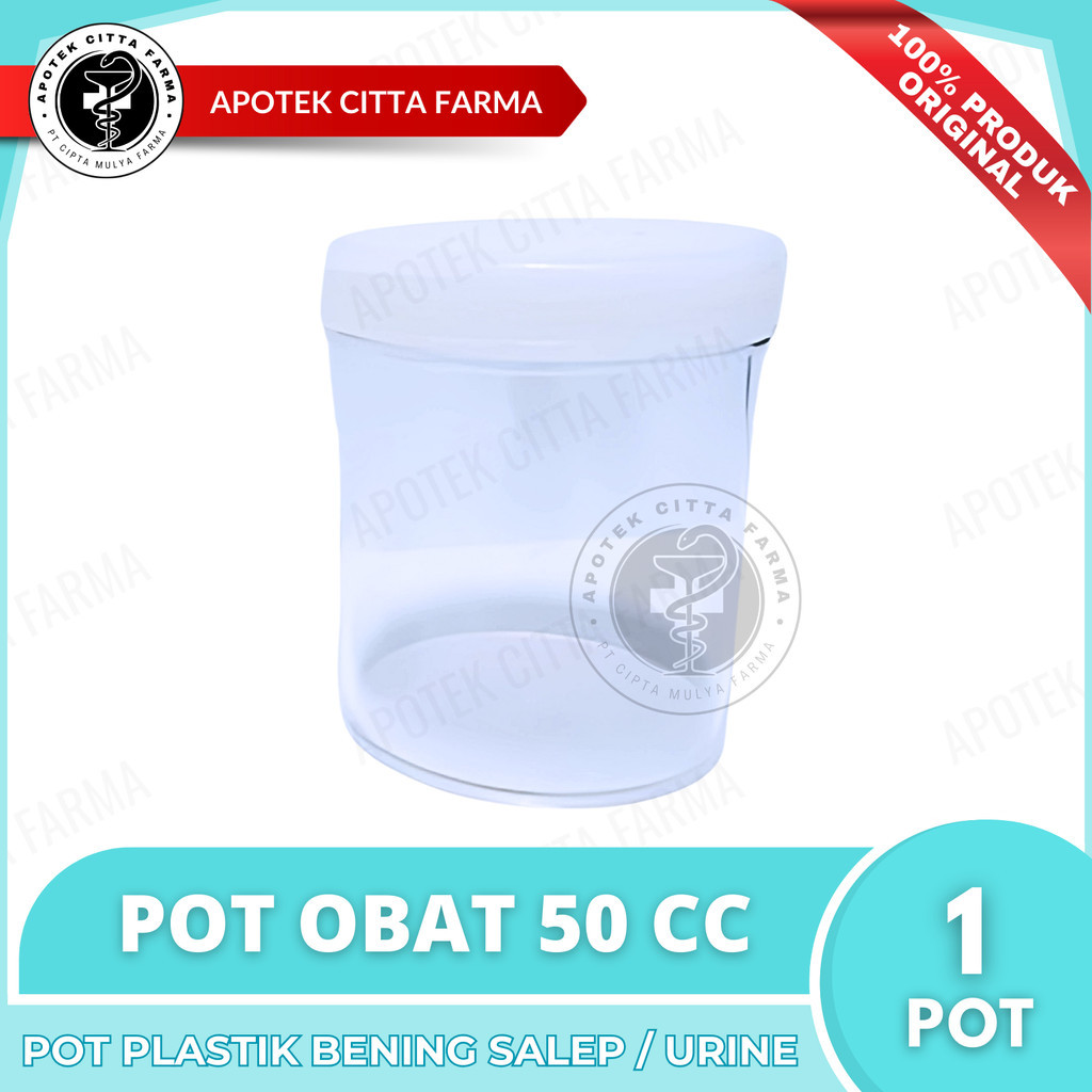 Pot Obat Salep Plastik 50 cc ( Diameter 3,5 cm Tinggi 5 cm ) Tutup Ulir - Wadah Salep / Periksa Lab