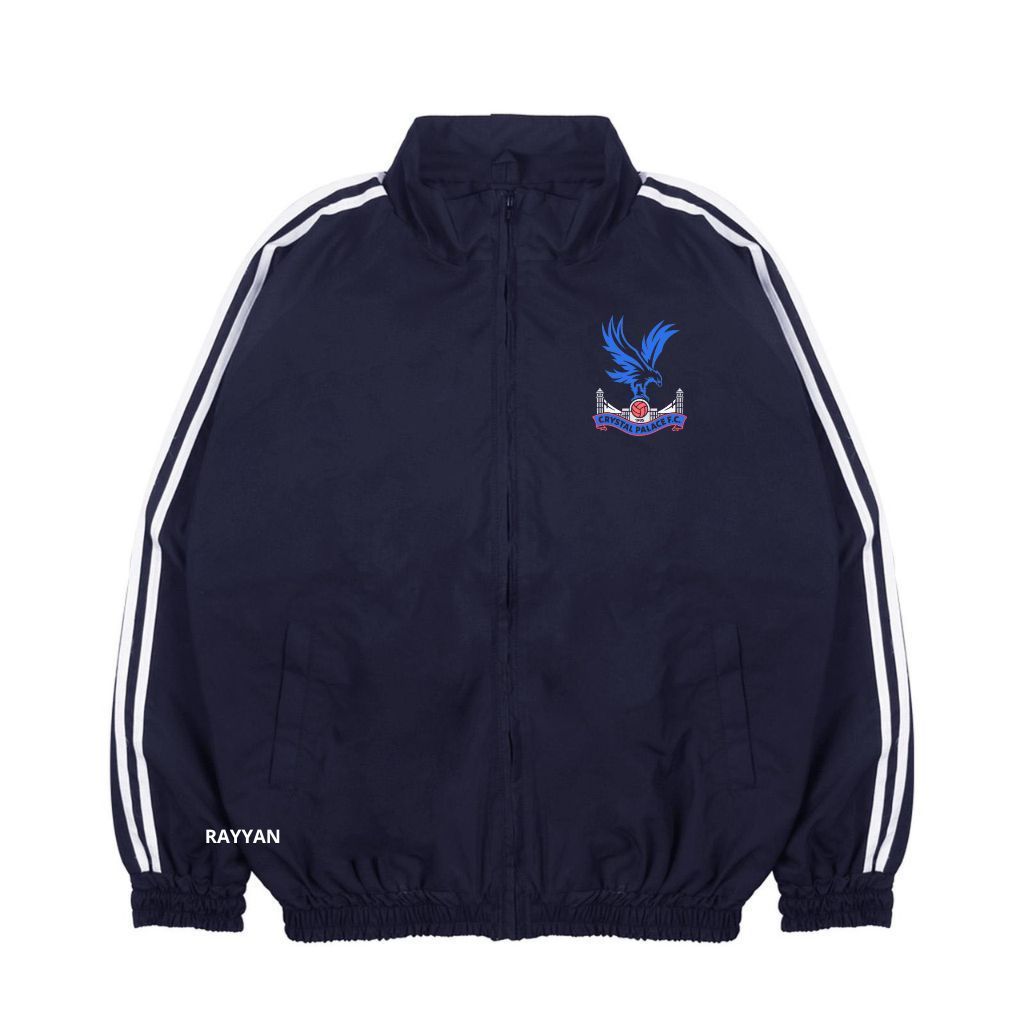 Crystal Palace Jacket Tracktop Unisex Footbal Club Top Eropa / Dunia Warna Navy Blue Motif List Tang