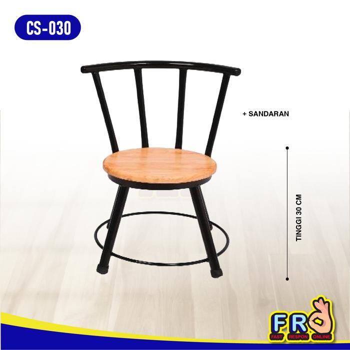 KURSI BASO BULAT KAYU RANGKA BESI SANDARAN/KURSI BAR/KURSI/BANGKU - TINGGI 30 CM