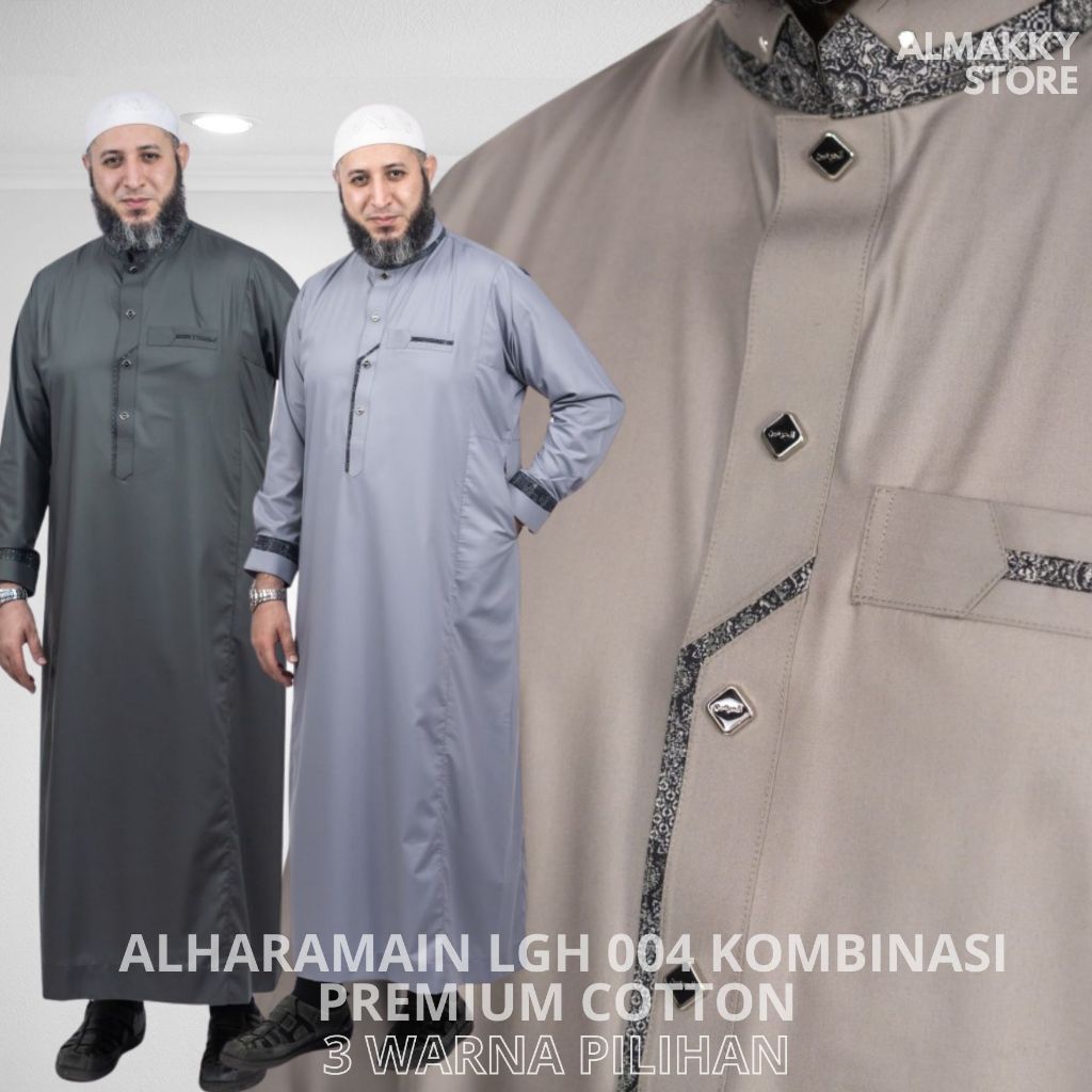 JUBAH AL HARAMAIN LGH 004 SLIMFIT KOMBINASI KATUN PREMIUM - Gamis Pria Alharamain Variasi Motif