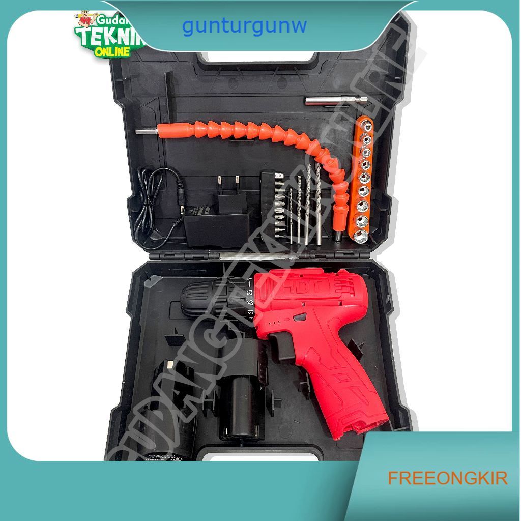 Mesin Bor CORDLESS 10mm HDT CDD405 12V - Mesin Bor Cas 12V HDT - Mesin Bor Tangan BATTERY BATERAI 10