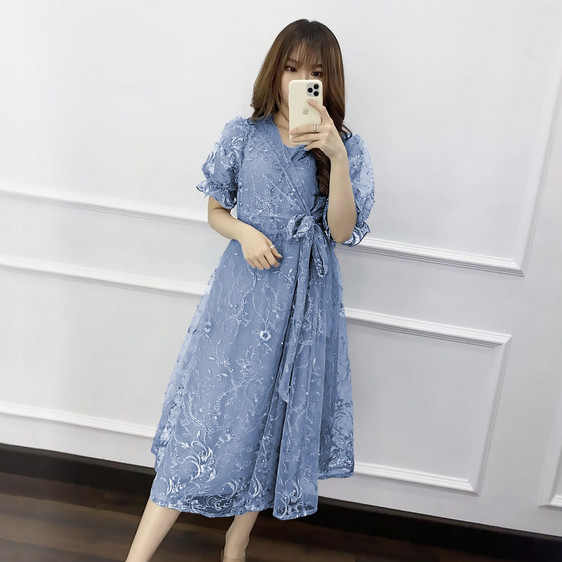 BUPESHOP PREMIUM - LIVINA DRESS PESTA BRUKAT TILLE 3 UKURAN / DRESS NATAL LIVINA GAUN PESTA KONDANGA