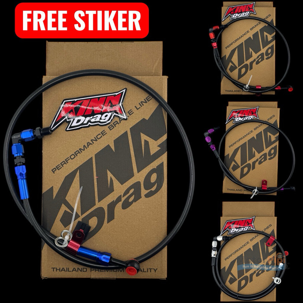 Selang Rem Depan 90 Derajat KINGDRAG Thailand 95cm Carbon - Beat Vario Mio Aerox RX King Bebek Matic