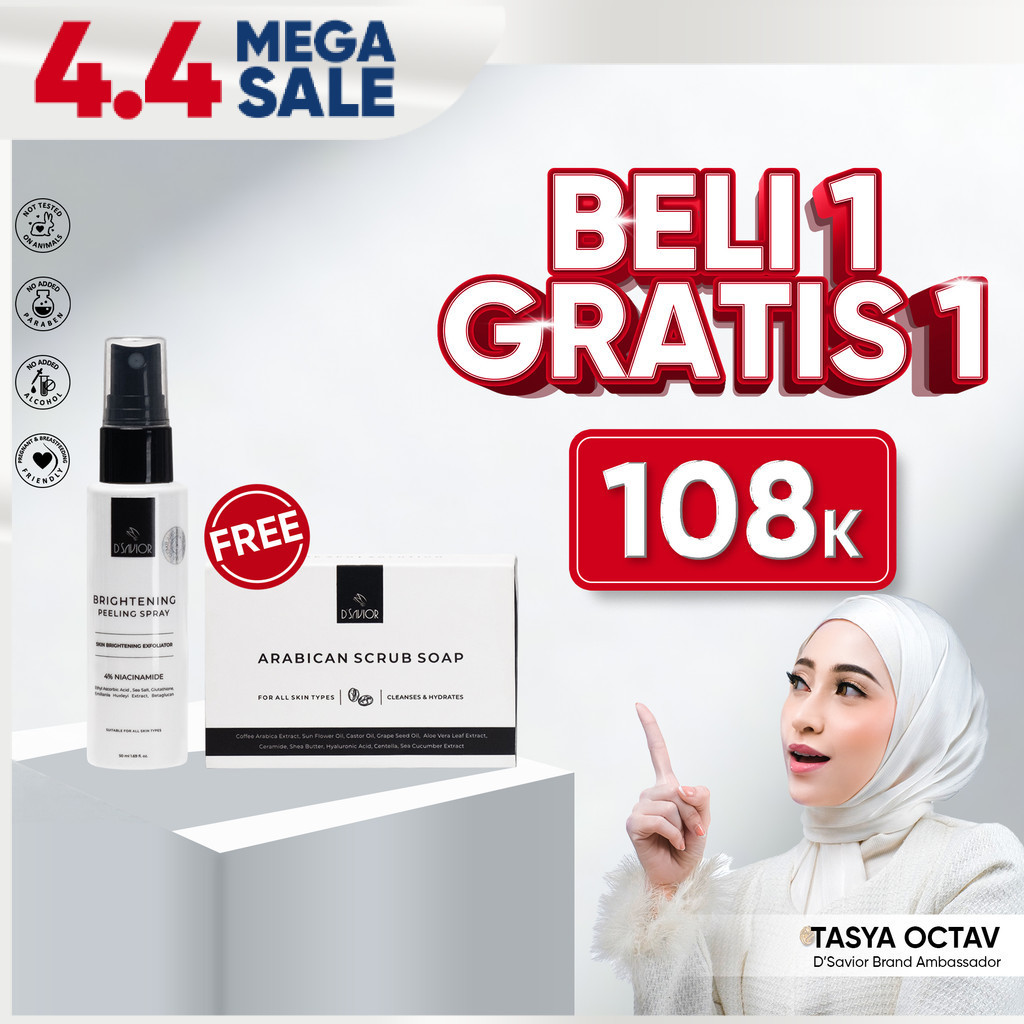 BUY 1 GET 2 | D'SAVIOR Peeling Spray Glutha Collagen 50ml GET Arabican Scrub Soap 1PCS