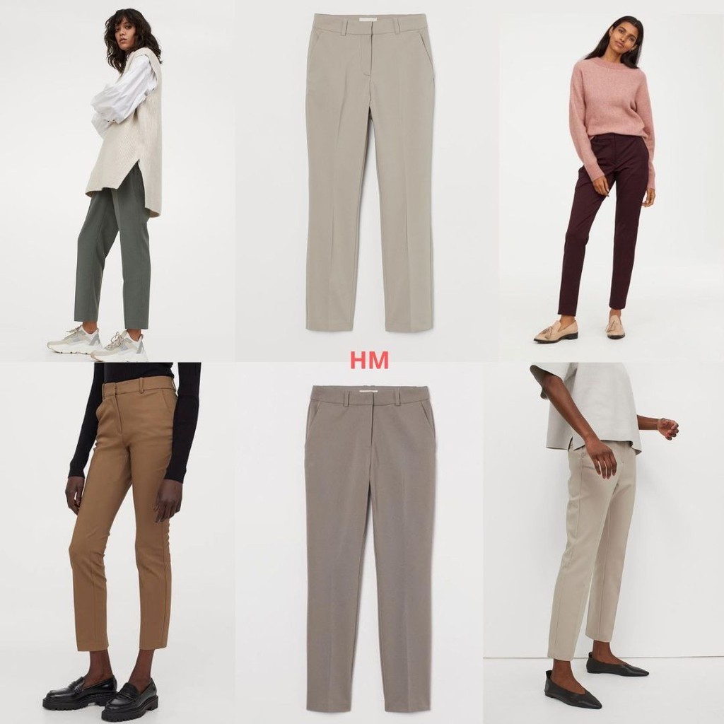 HM Cotton Twill Trousers - Skinny Highwaist - Celana Panjang Katun Wanita - Celana Bahan