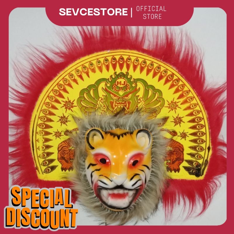 Topeng Spon Harimau Reog Mini Mainan Anak Topeng Reog Bulu Kecil Topeng Tradisional Jaranan Barongan