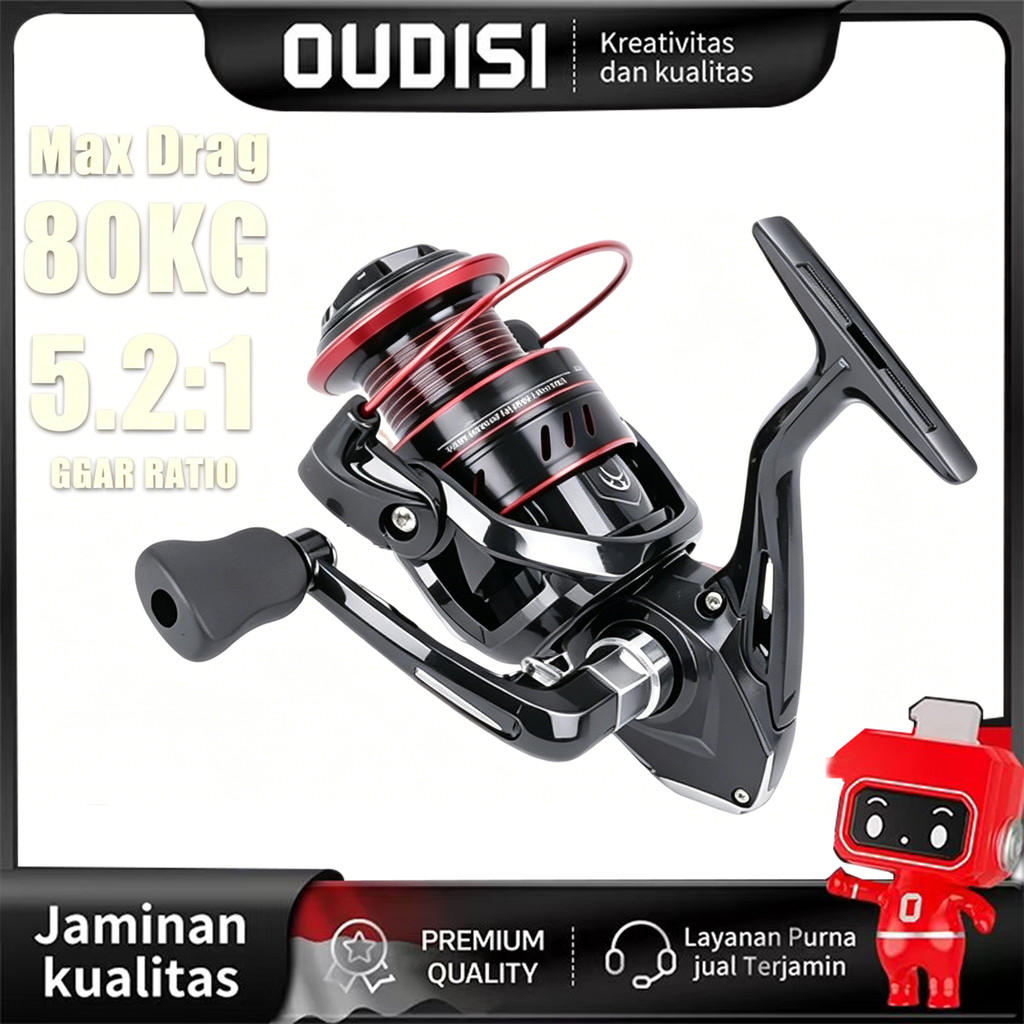 Reel Pancing DM1000 - 7000 5.2:1 Gulungan Reel Pancing Kuat Metal CNC Gulungan