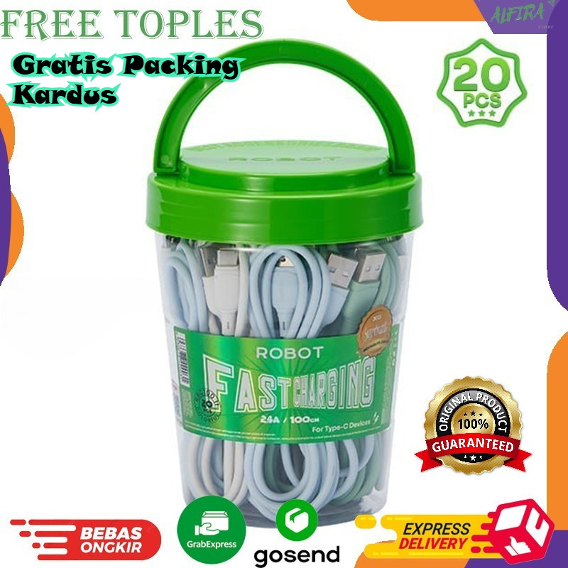 Kabel Data Tipe C / Type C USB ROBOT RBC100S 1 Toples 1m (1 Toples isi 20pcs) Beli 10Pcs Free Toples