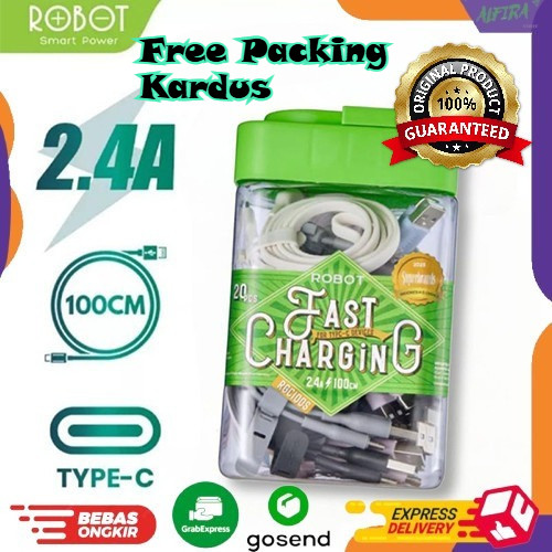 Kabel Data Tipe C ROBOT RGC100S Type C 1 Toples 1m (1 Toples isi 20pcs) beli 10 Pcs FREE Toples
