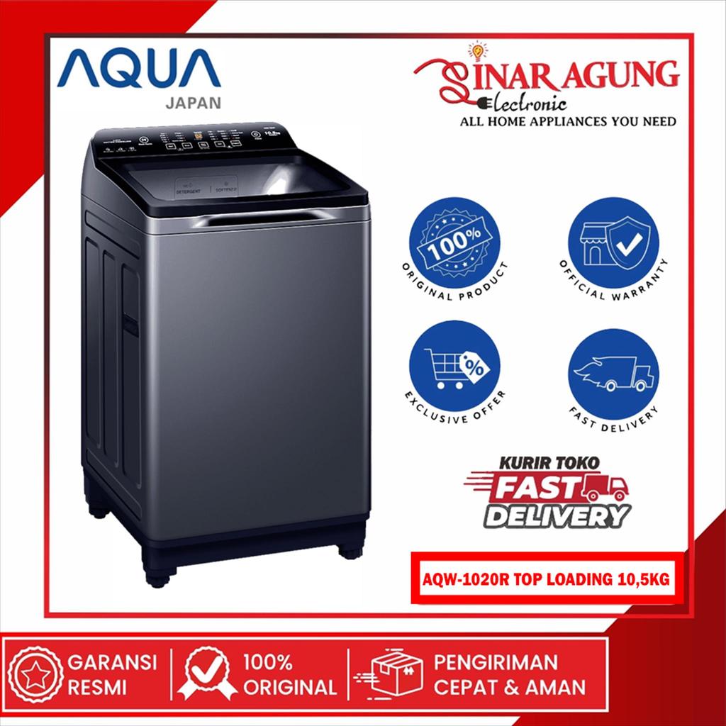 AQUA AQW-1020R MESIN CUCI 1 TABUNG 10,5 KG TOP LOADING LOW WATT-ORI