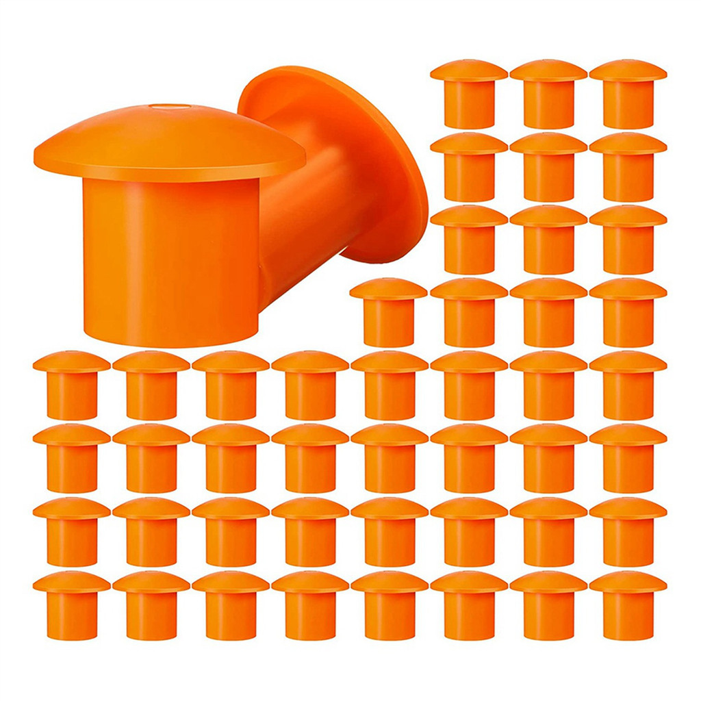600 Pcs Mushroom Rebar Cap Plastic Mushroom Rebar Safety Caps For Rebar 3 To 7, Orange Color, 2.36 X
