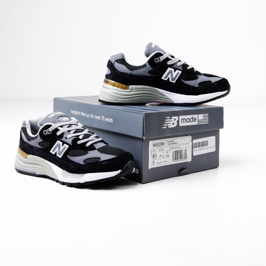 Sepatu  New Balance M992BK Black White Grey - NB 992