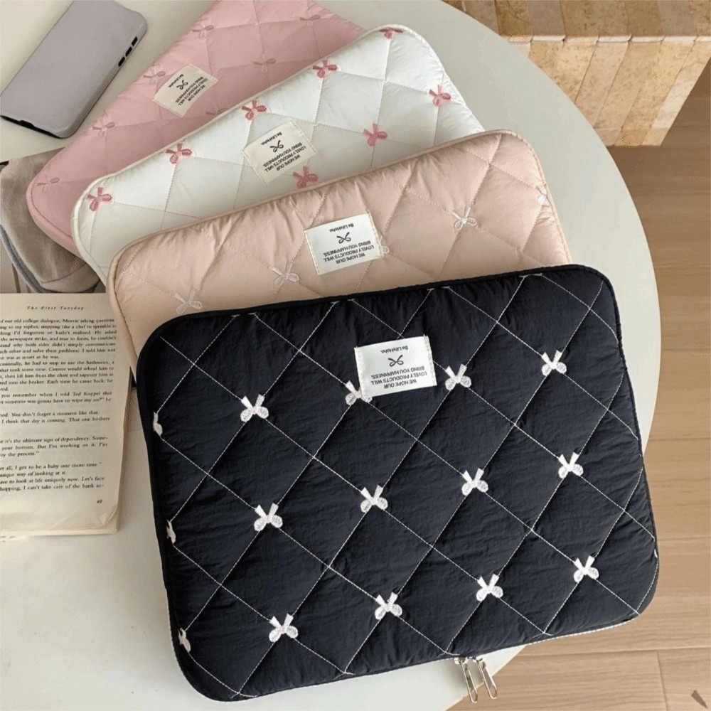 Carring Case Cute Bow Laptop Sleeve Soft 13-14in Tablet Sleeve Case Shockproof Notebook Pou Sool