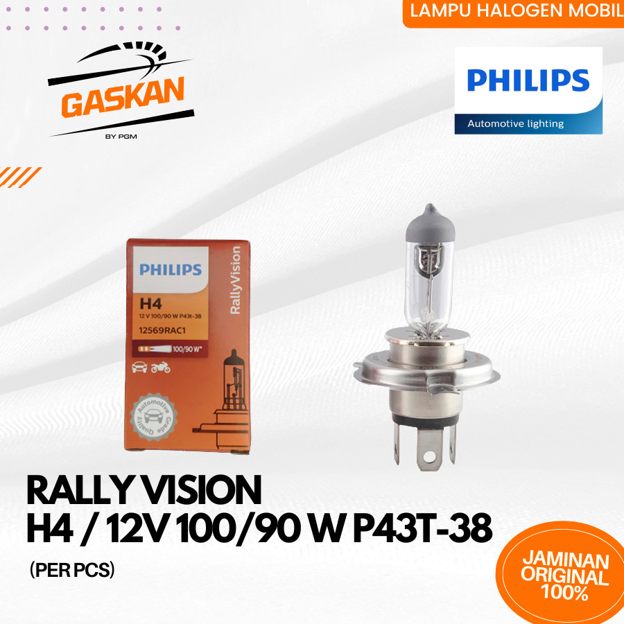Lampu Mobil Philips Rally Vision H4 12V 100/90 W