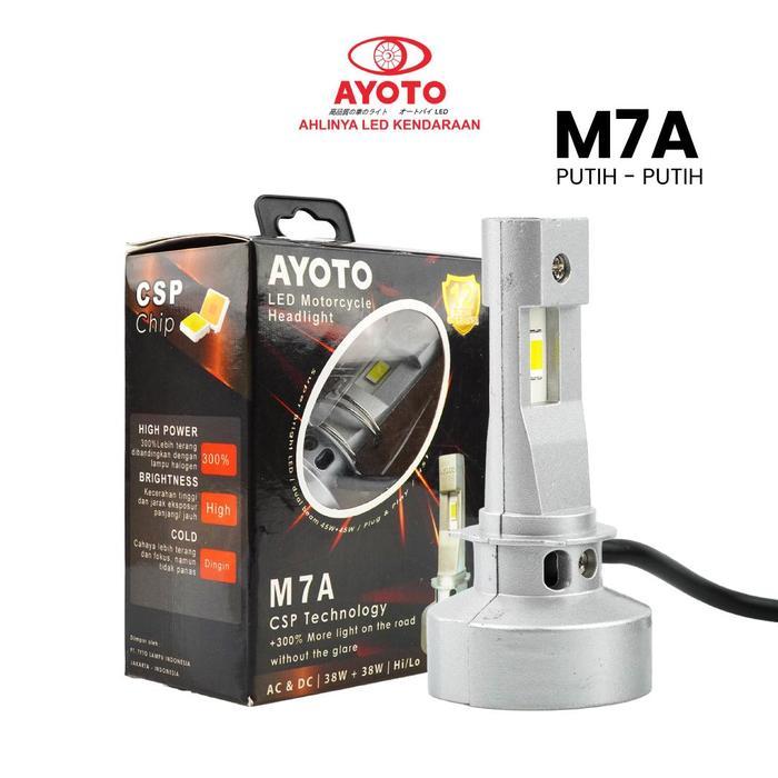 (LIVE) LAMPU MOTOR DEPAN LED AYOTO M7A H6 AC DC MOTOR BEBEK MATIC AC DC - M7A PUTIH/PUTIH