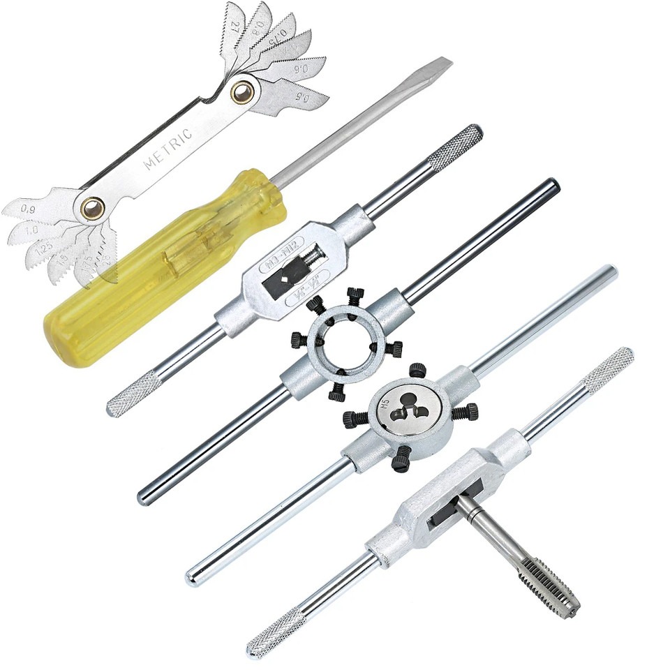 32 PCS Tap and Die Set Metric Wrench Cut M3-M12 Hand Threading Tool Tungsten Carbide Tap Die Screw T