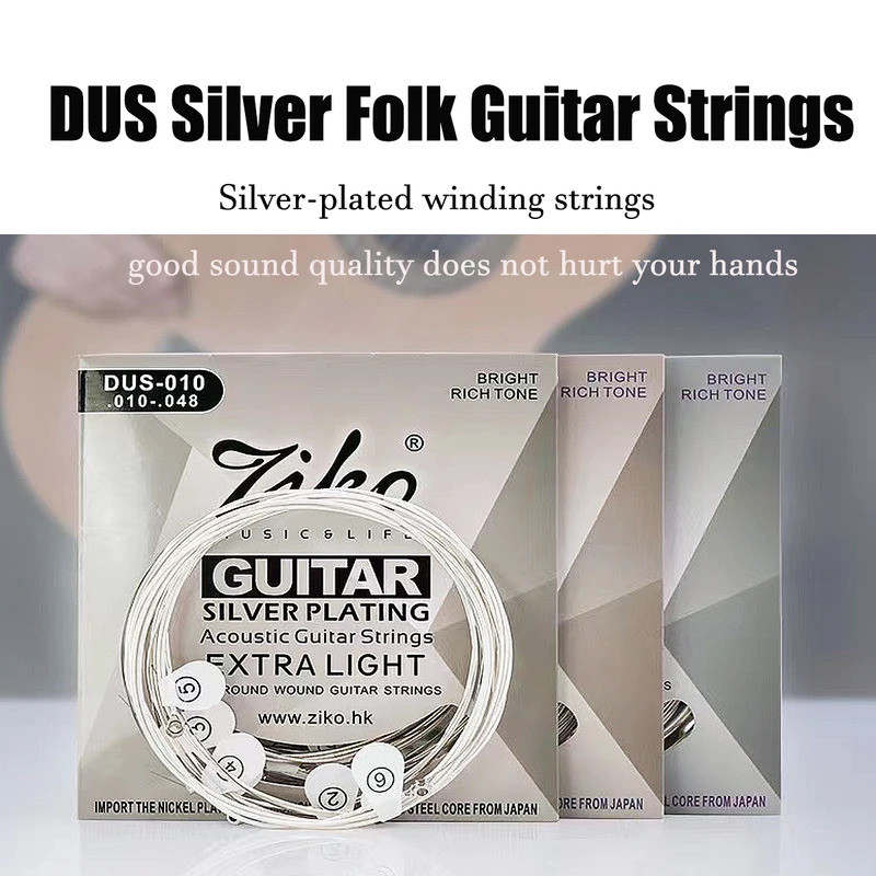 Senar Gitar Akustik ZIKO Silver - Ukuran 010/ 011/ 012| Teknologi Inti Baja Hex| Lapisan Anti-Karat|