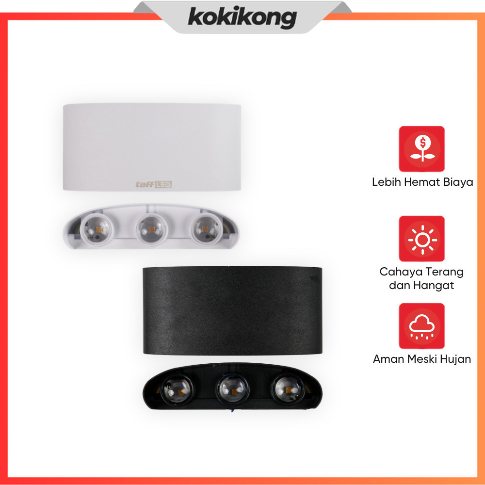 TAFFLED Lampu Dinding LED Indoor Plastic Body 6 LED Warm White 6W - 6T