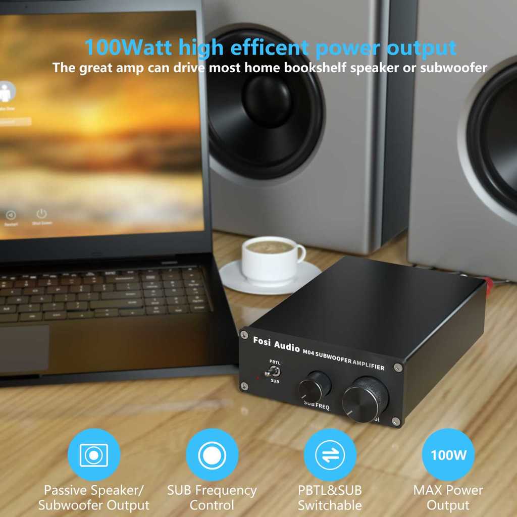 Amplifier Subwoofer Mono 100W RCA Input Bass Control Untuk Subwoofer Passive Speaker Passive Home Th