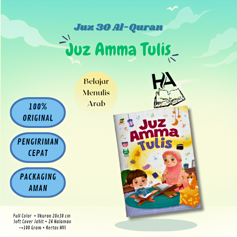 (Sampul Baru) Juz Amma Tulis Ukuran Besar A4 - Buku Belajar Menulis Juz Amma Lengkap -Anak TK & SD