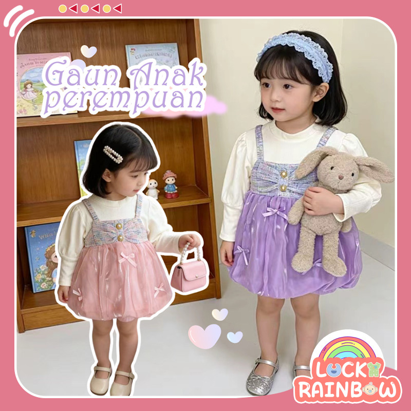 6 Bulan - 5 Tahun Baju Dress Anak Perempuan 3D Bow Lucu Gaun Anak Perempuan Lengan Panjang Dress Gau
