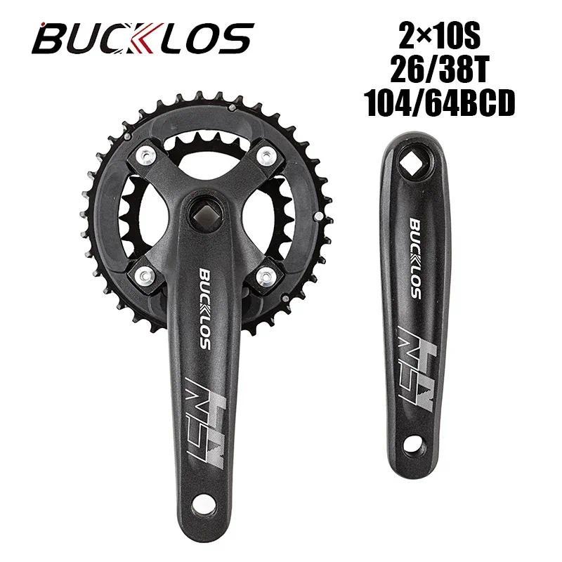 BUCKLOS 2*10 Speed Bicycle Crankset 104/64BCD Double Speed MTB Crankset Ultralight Square Hole Crank