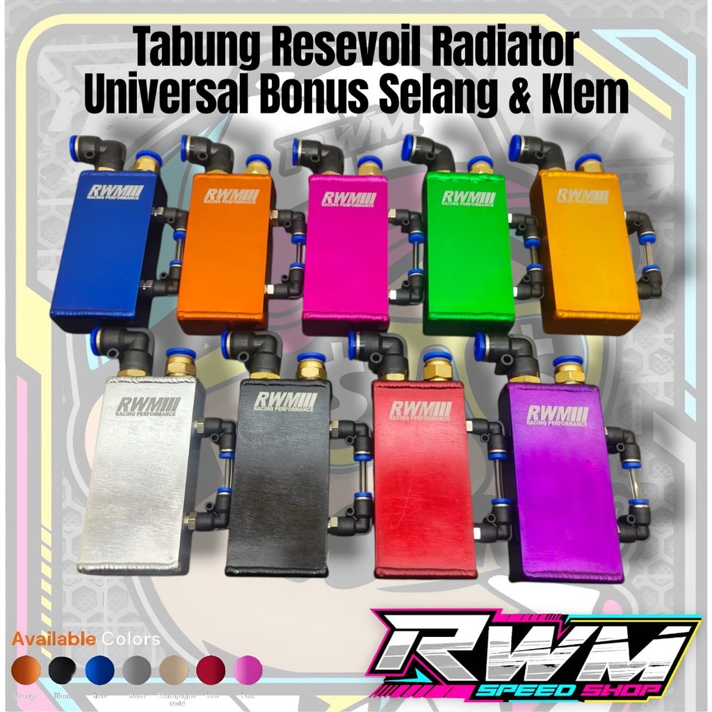 Tabung Air Radiator Kotak Slim Universal Tabung Resevoil Cadangan Air Radiator CNC