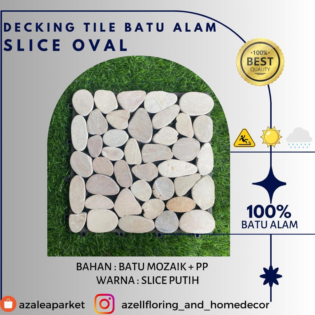 Lantai Batu Alam - Decking Batu Alam slice Oval - Lantai Batu Alam Bongkar Pasang - Batu alam asli