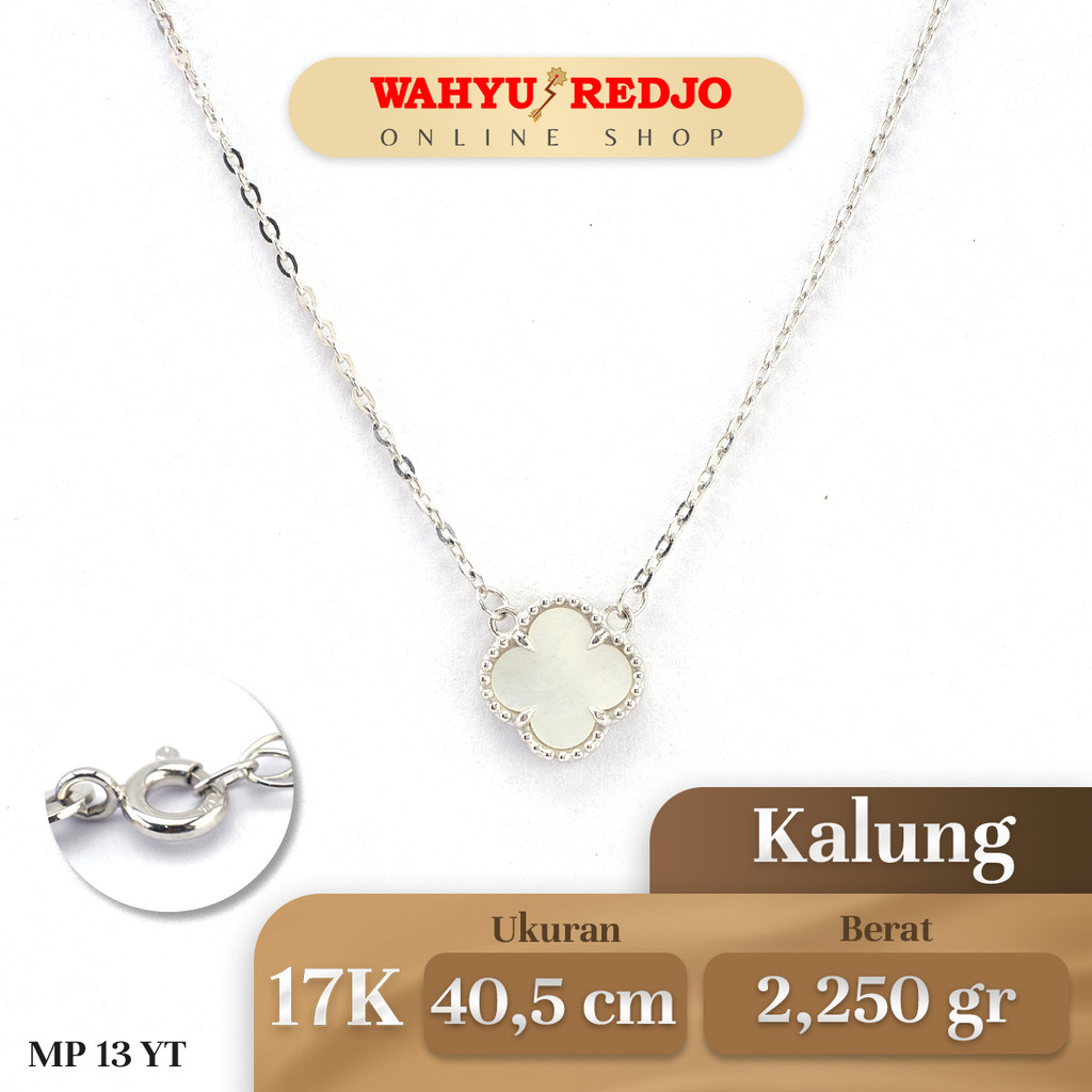 Kalung Emas Putih 17K Kembang Putih Wahyu Redjo KL-17K-30050203-PMR