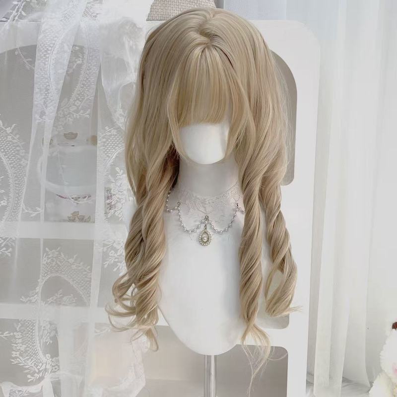 Platinum Platinum Wig Water Wave Long Curly Hair Full Head Cover