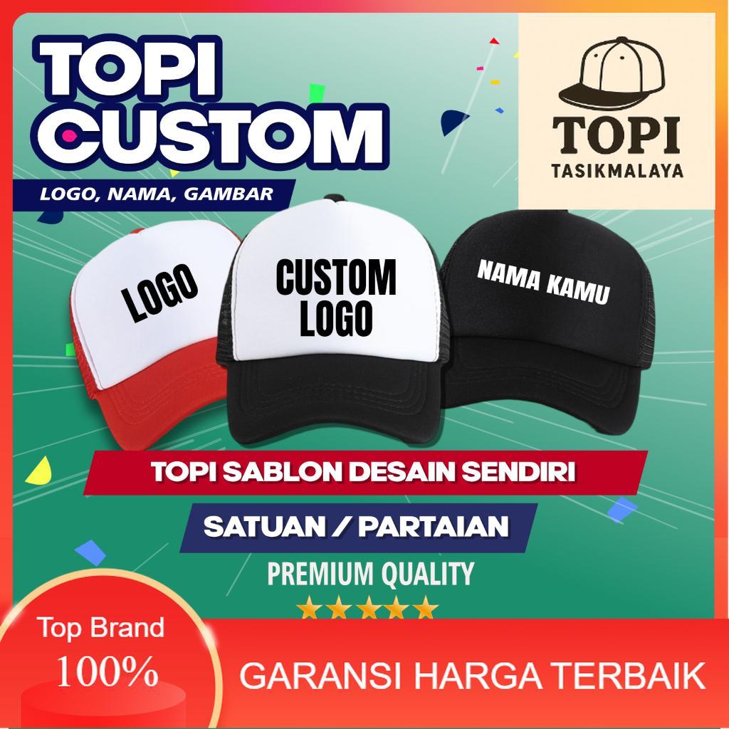 Promo Topi Custom Sablon Satuan Trucker Jaring Gambar Logo Nama Bahan Lotto Premium
