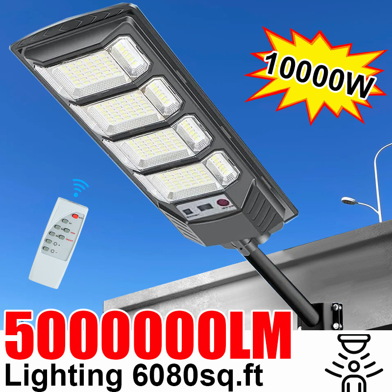 10000W 5000000LM Outdoor Led Solar Lamp with Sensor Waterproof Street Wall Sunlight Spotlight Remote