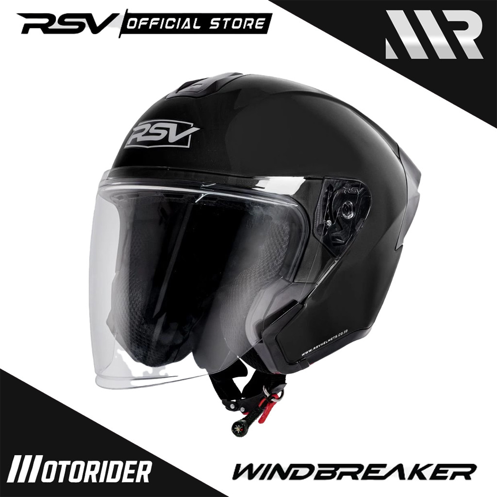 HELM RSV WINDBREAKER BLACK GLOSSY RSV HELMET HALF FACE