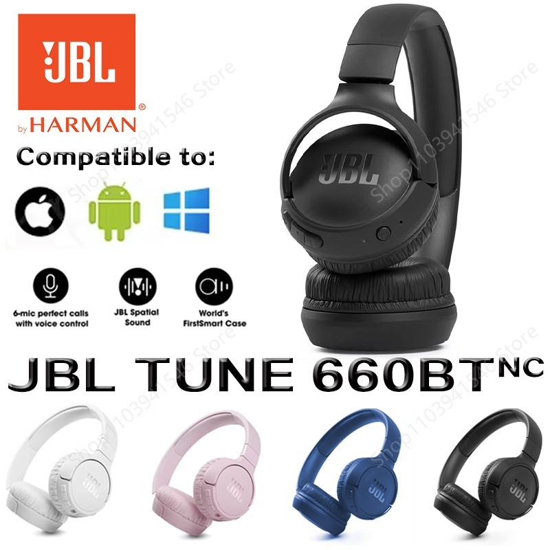 Original JBL Tune 660NC Wireless On-Ear Headphones Bluetooth Noise Cancelling Earphone Gaming Sport 