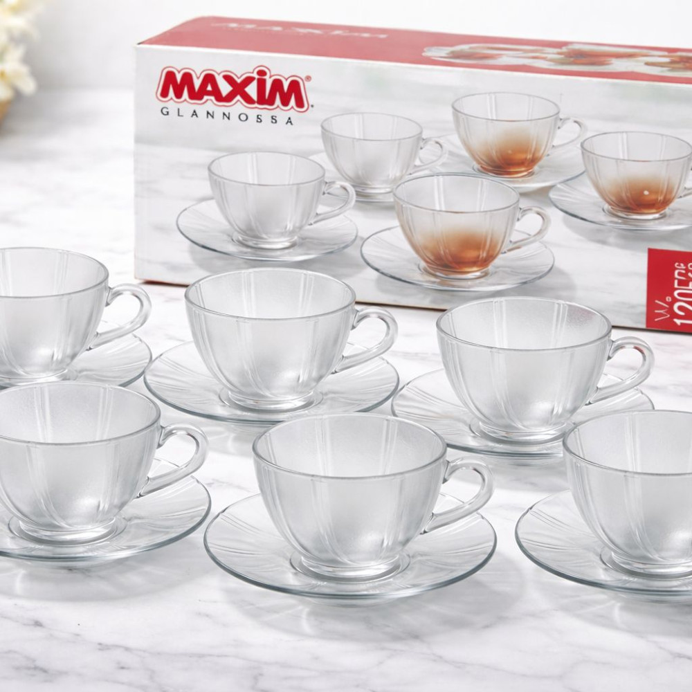 Maxim Glassware Cangkir Lepek Motif isi 6 - VV