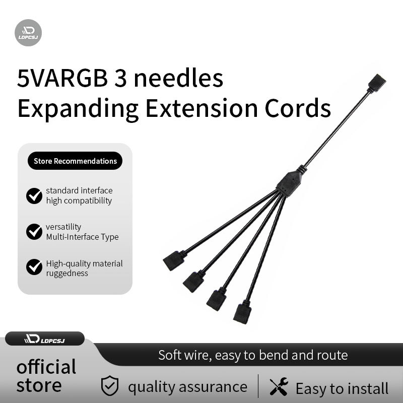 LDPCSJ Sync Motherboard Cable 4PIN 12V RGB 3PIN 5V ARGB 1 to 2/1 to 3/1 to 4/1to 5 Extension line