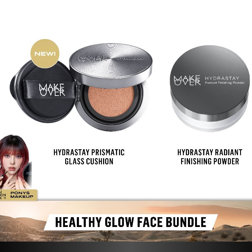 MAKE OVER Healthy Glow Face Bundle: Hydrastay Prismatic Glass Cushion + Hydrastay Radiant Finishing 