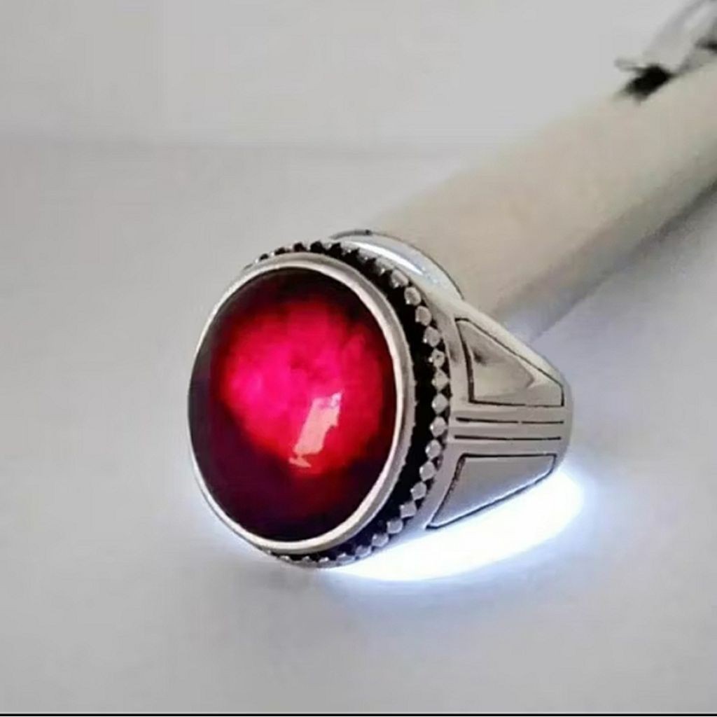 CINCIN BATU PERMATA BLUE SAFIR CUTTING CRYSTAL