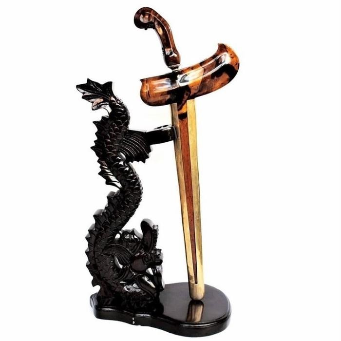 Jagrak Stand keris tombk Ukiran Naga Plitur Hitam siap
