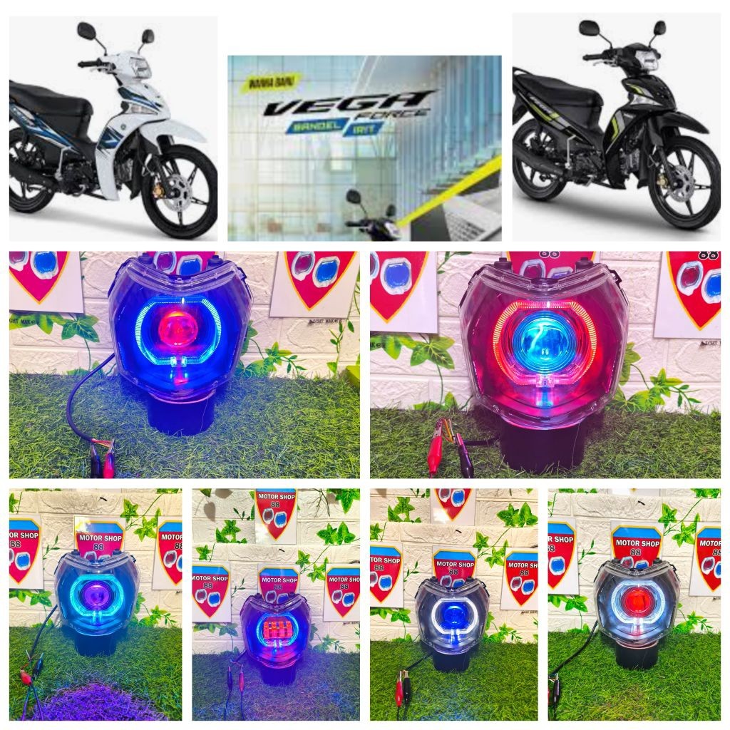 reflektor depan Yamaha Vega force Fi injeksi custom lampu biled ukuran 4,5in super terang tinggal pa