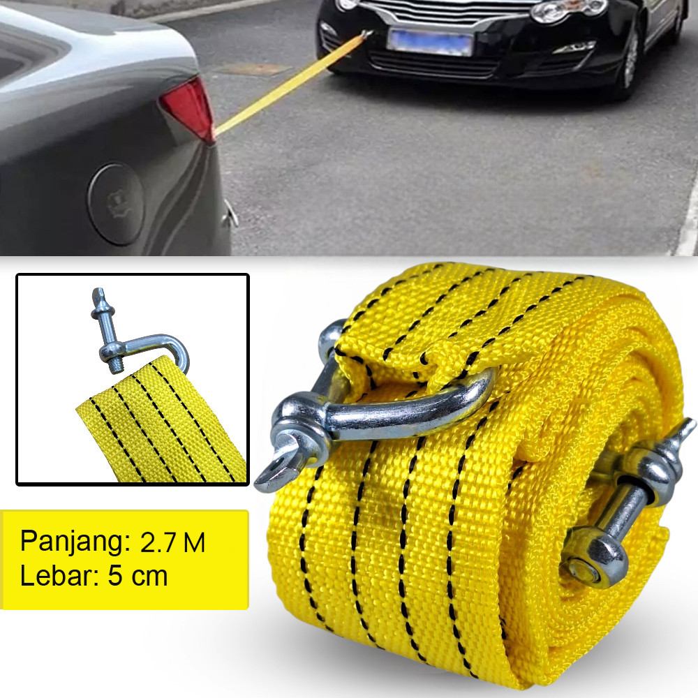 Paket Tali Derek Mobil 3 Ton 3M U-Hook Tebal Kuat Towing Premium
