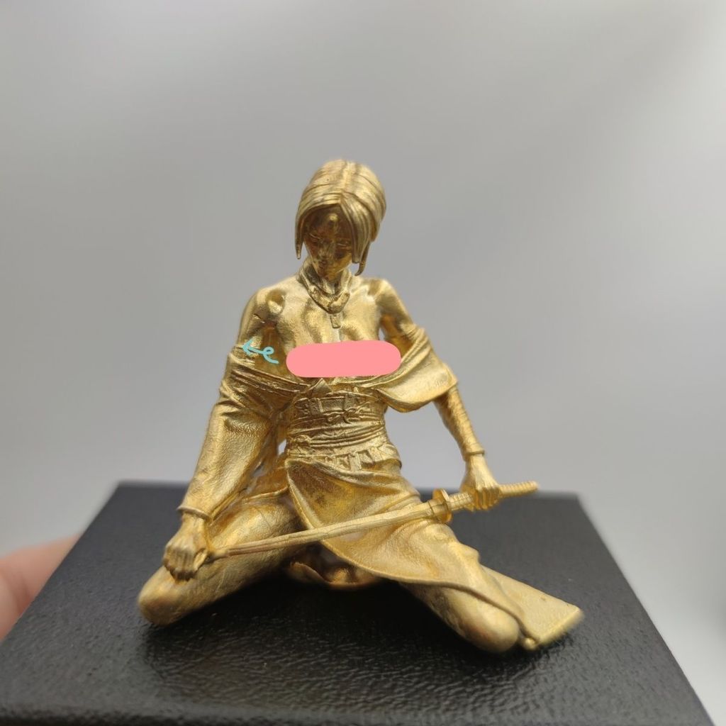 Copper Mini Female Samurai Statue with Ancient Kimono & Sword Decorative Collectible Desk Ornament M