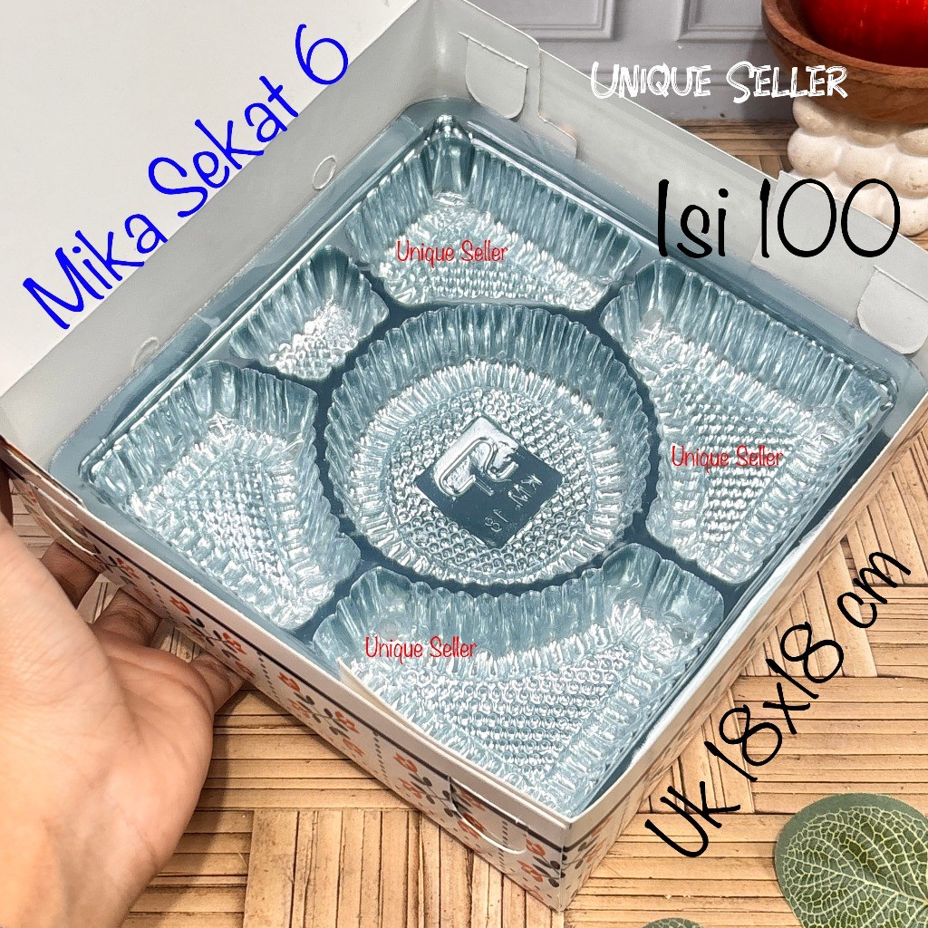 [Isi100] Mika Sekat 6 Tebal Uk 18 cm SP untuk Dus Nasi 18x18 cm Mika Samir Sekat 6 isi 6 Lubang 6 Be