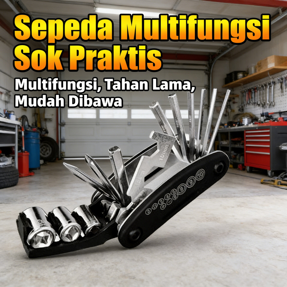 mini Set Kunci 16 Tools 16in1 Kunci 10 9 8 ring pas L Obeng Sepeda motor Lipat Shock Kunci