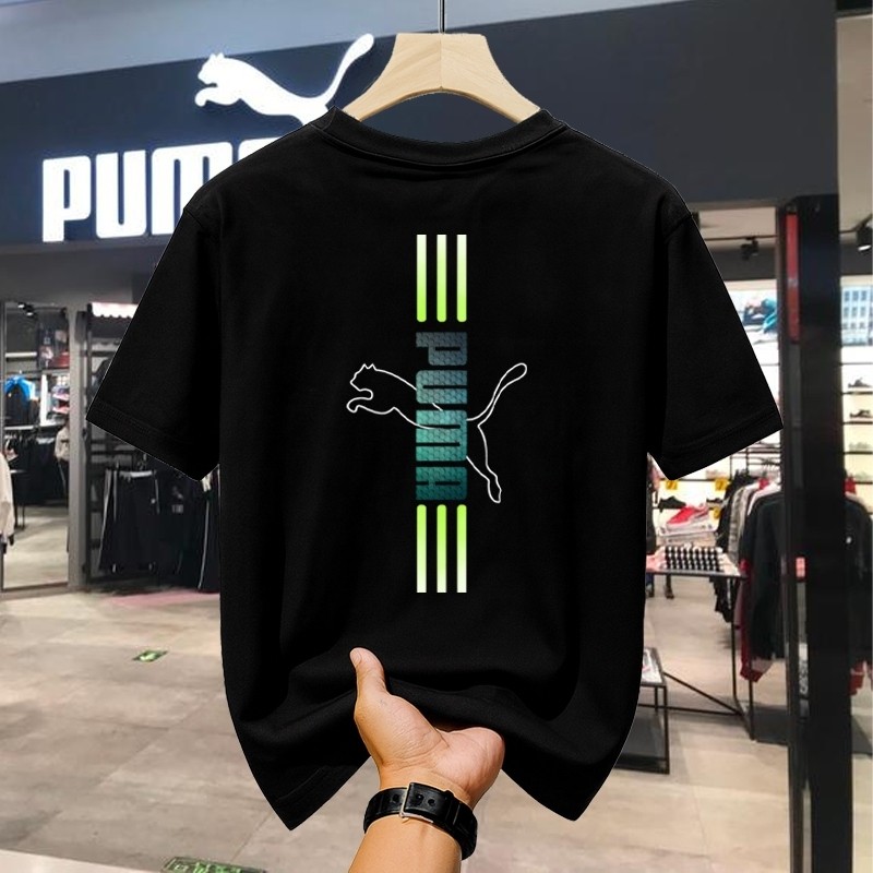 COD Pria trendy Oblong Katun untuk Pria Ukuran Besar Kaos Oblong PUMA dengan Cetakan Logo Klasik Kao