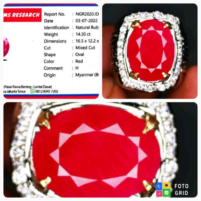 BATU CINCIN NATURAL RUBY PIGEON BURMA MERAH BIG SIZE MEMO NGR GEMS LAB