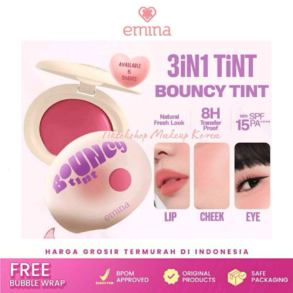 4.4 Emina Bouncy Tint Lip and Cheek 7.4g Perona Pipi - Blurry Lip Color,Lasting Stain,dilengkapi den