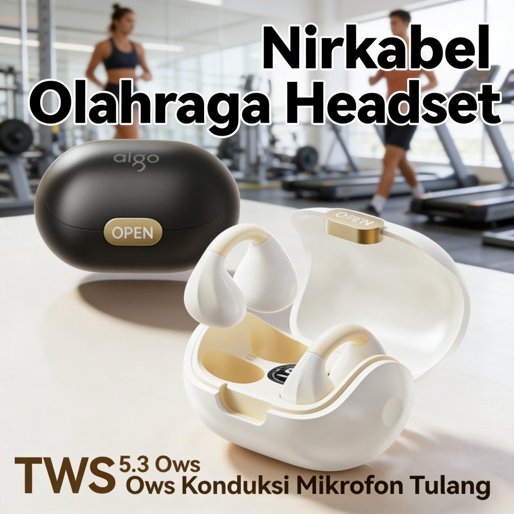 TWS Earbud Tulang Anting-Anting Olahraga Kait Telinga Headset M8 Headphone Bluetooth OWS Earphone Ta