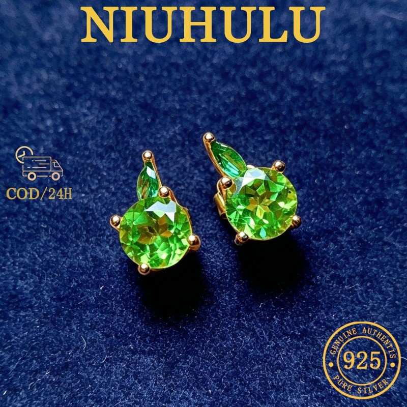 Anting-Anting Mini Kecil Zirkonium Berkilau Hijau Apel Lucu Untuk Wanita